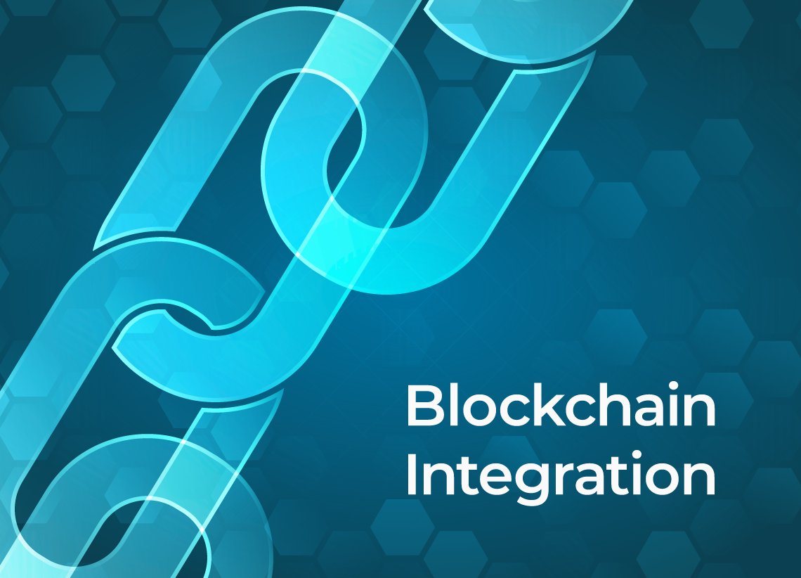 Enterprise blockchain integration architecture with APIs and scalable infrastructure